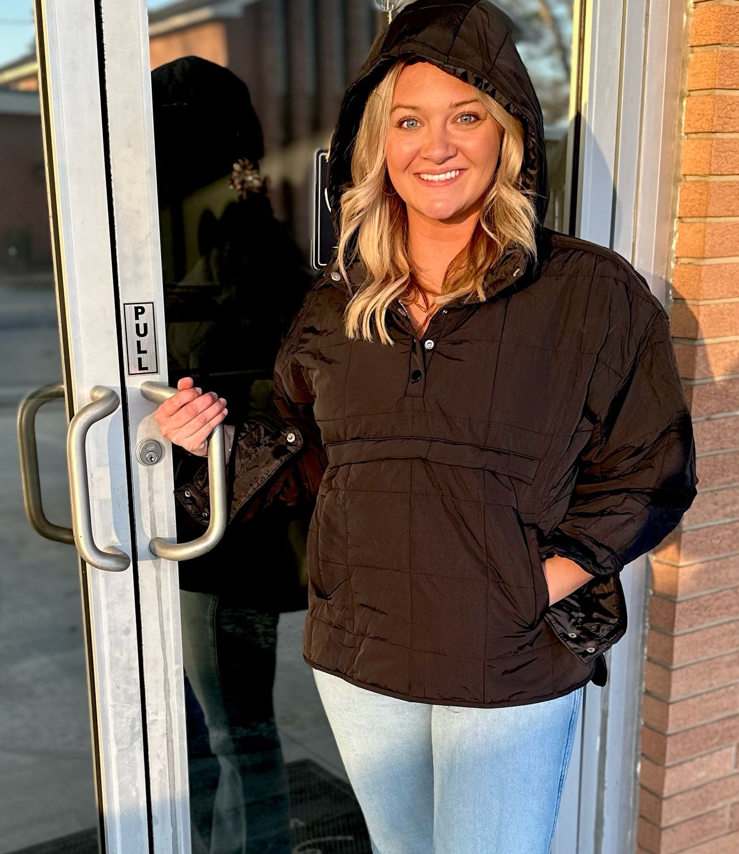 Black Quilted Puffer Pullover