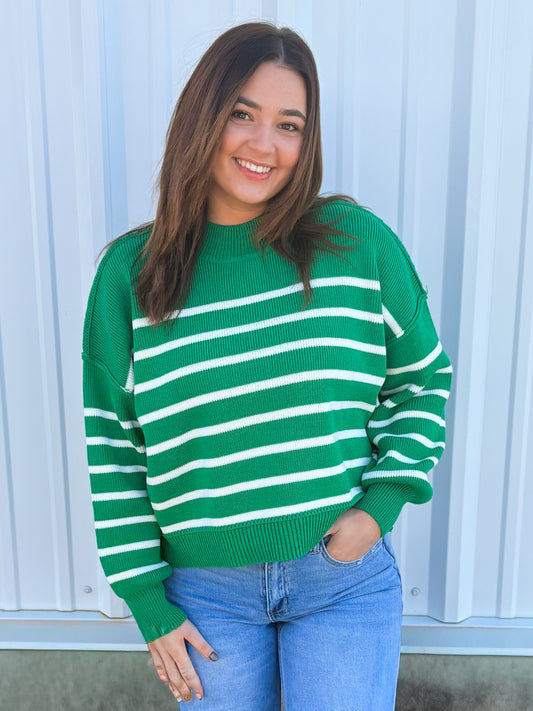 Exposed Seam Striped Sweater