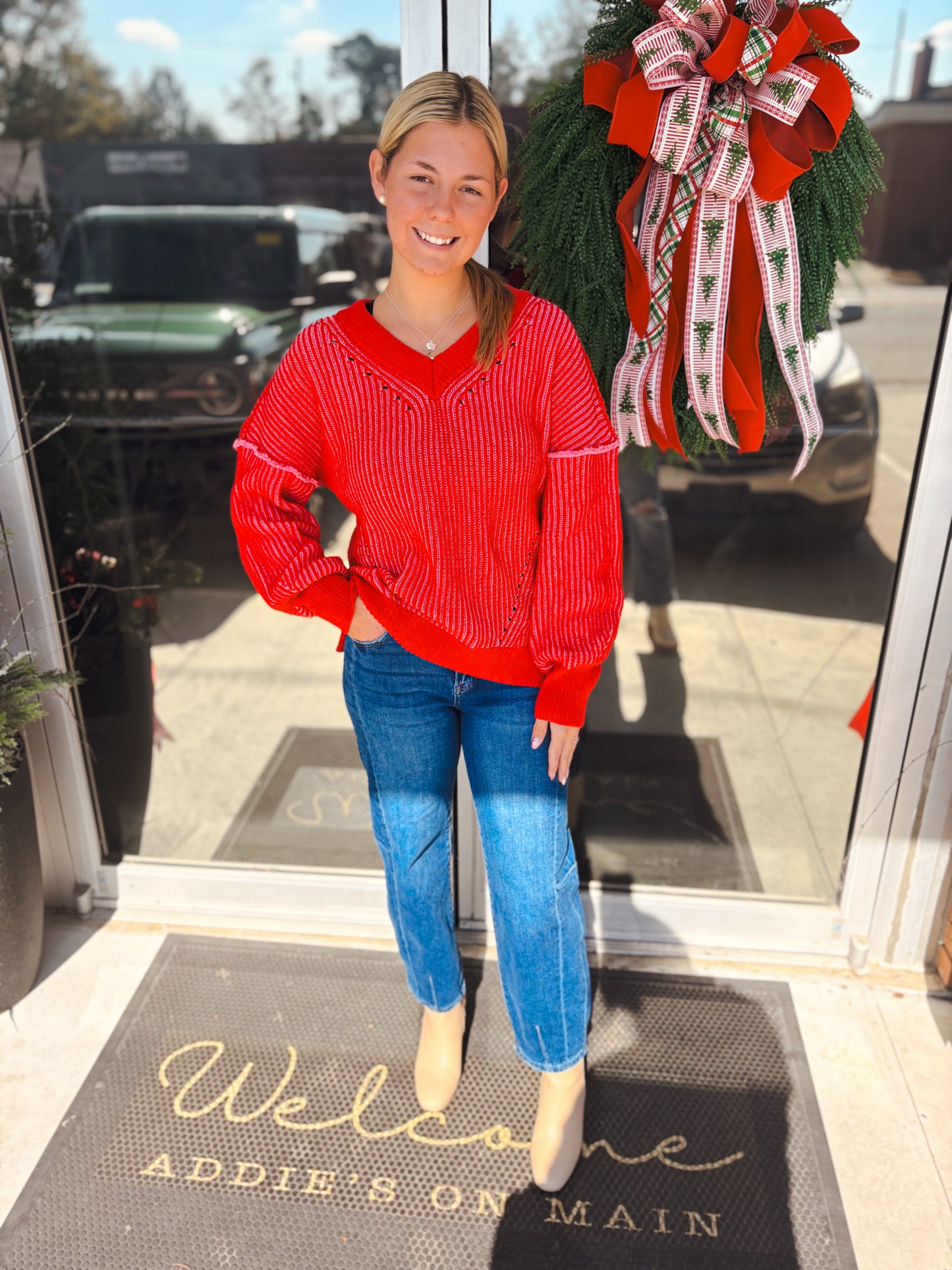 Oversized Two Tone Knit Sweater