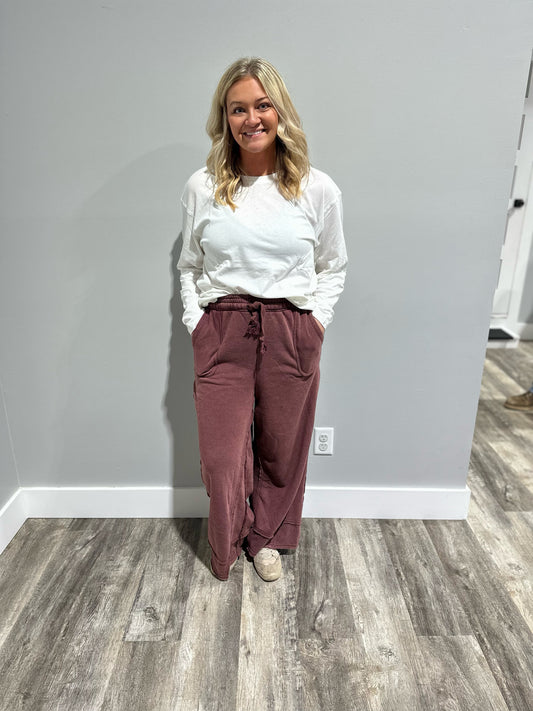 Acid Washed Mauve Comfy Casual Pants