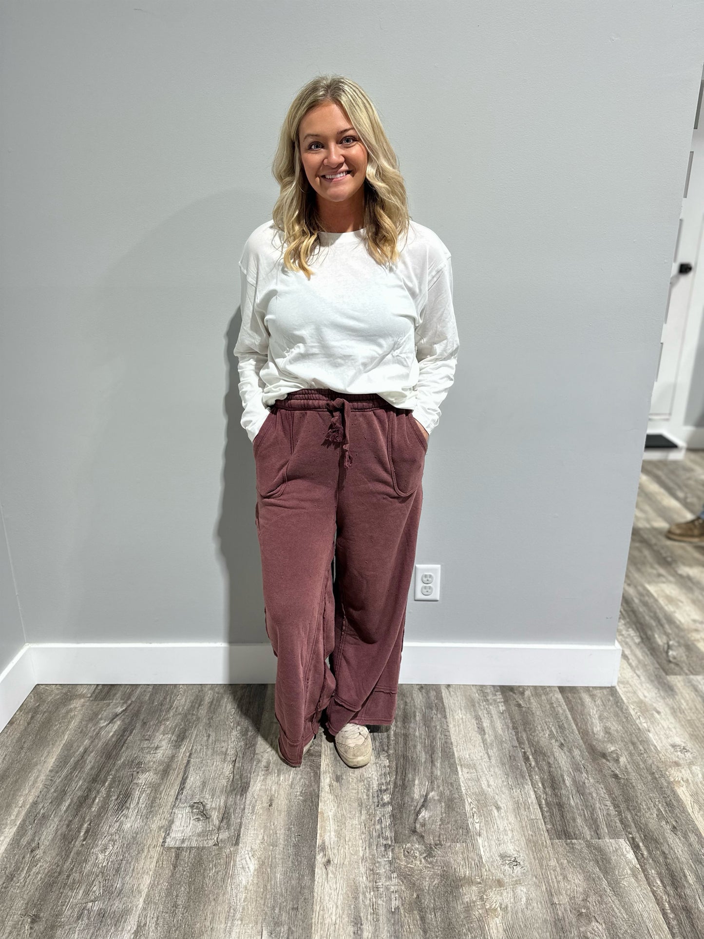 Acid Washed Mauve Comfy Casual Pants