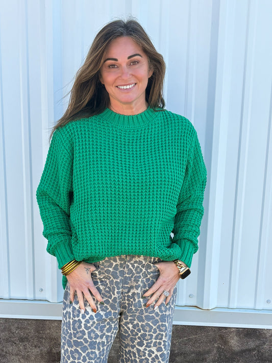 Hi-Low Waffle Sweater