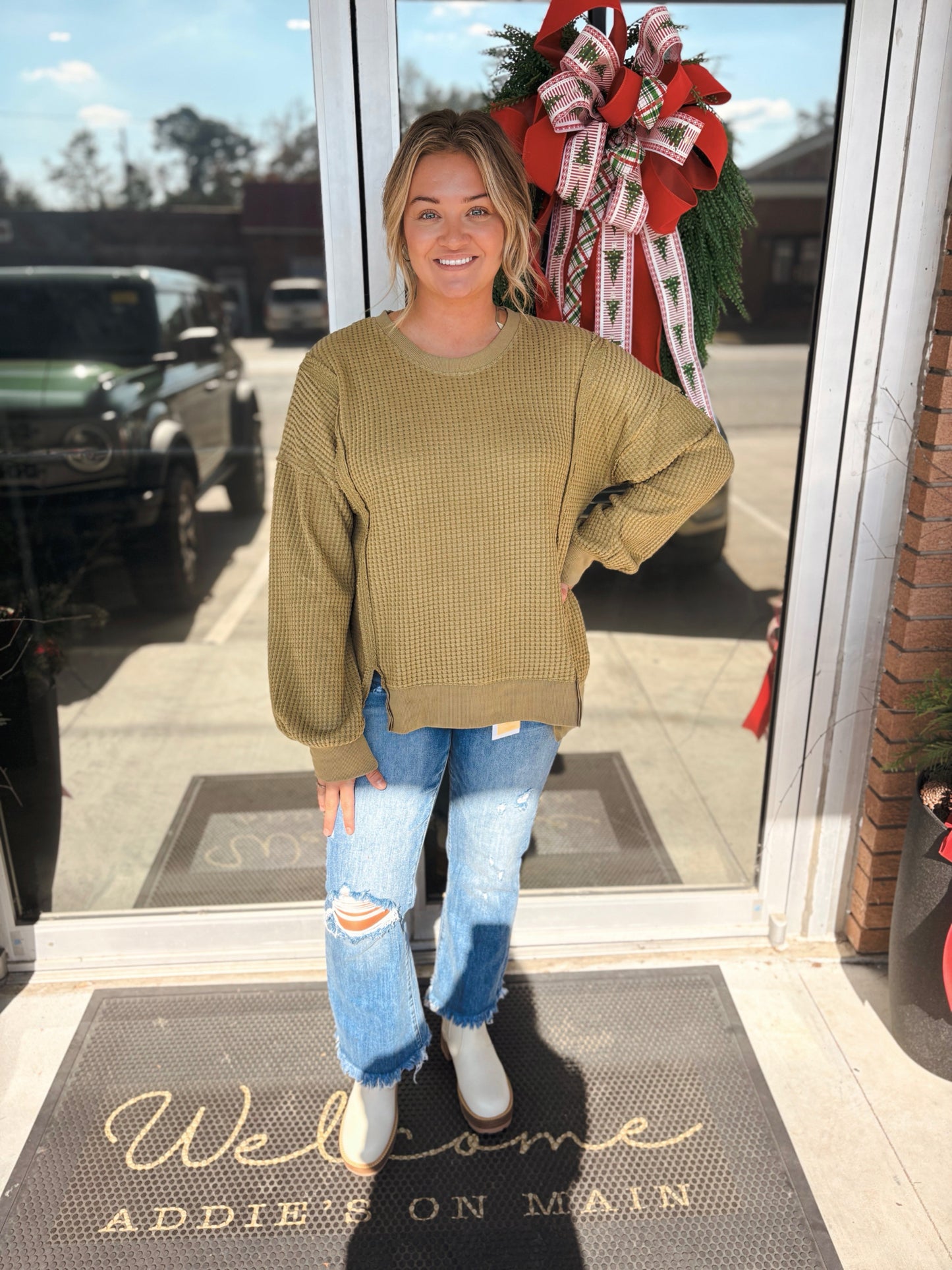 Oversized Waffle Knit Casual Top