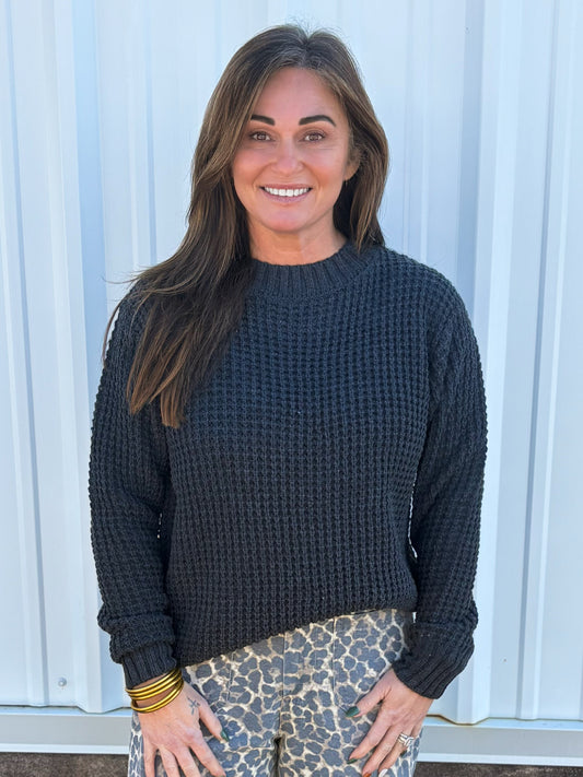 Hi-Low Waffle Sweater