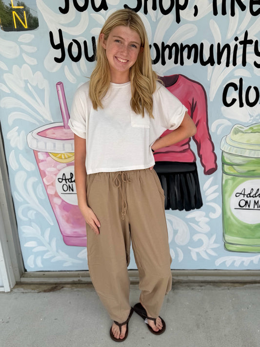 Taupe Barrel Pant