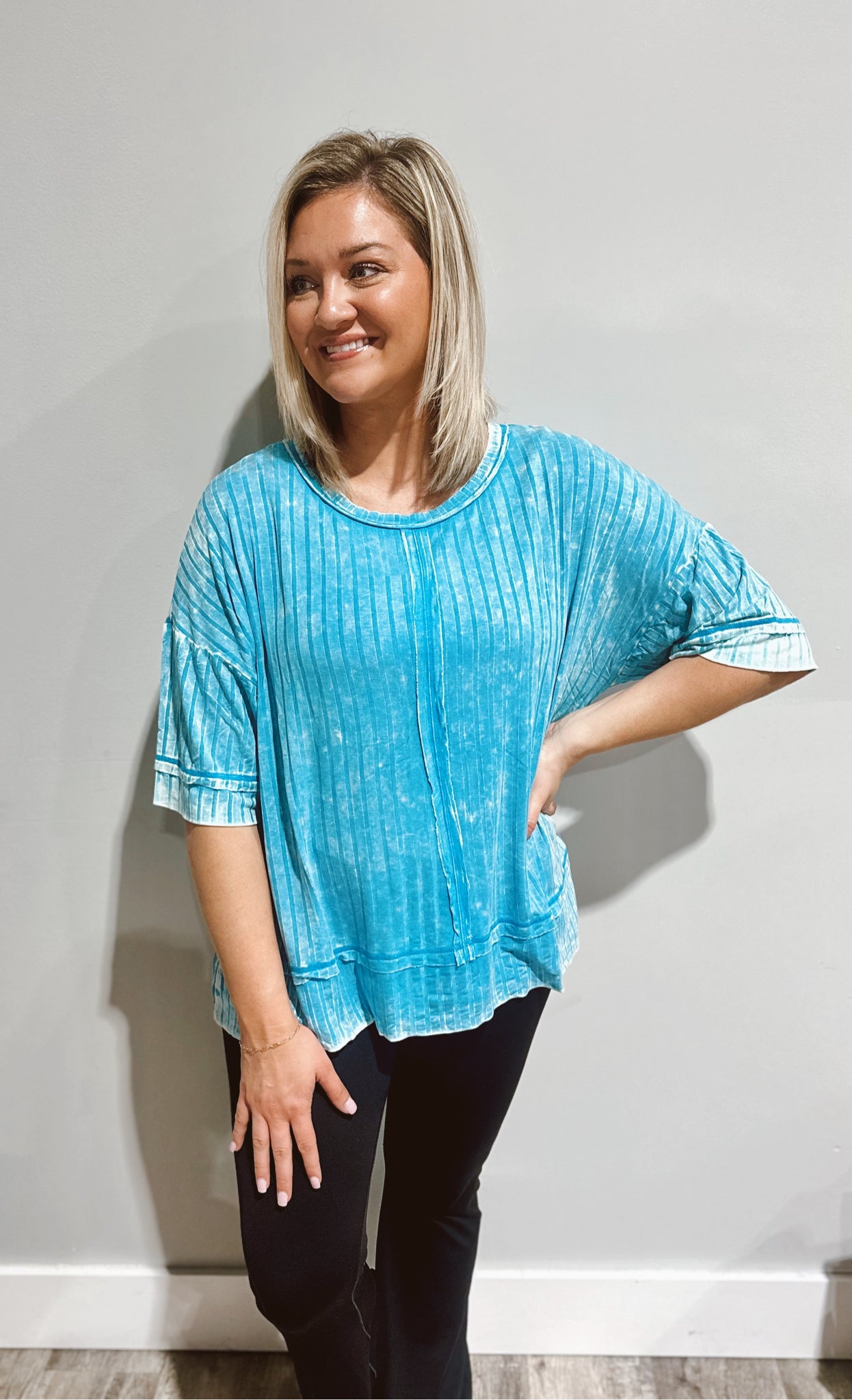 Ribbed Drop Shoulder